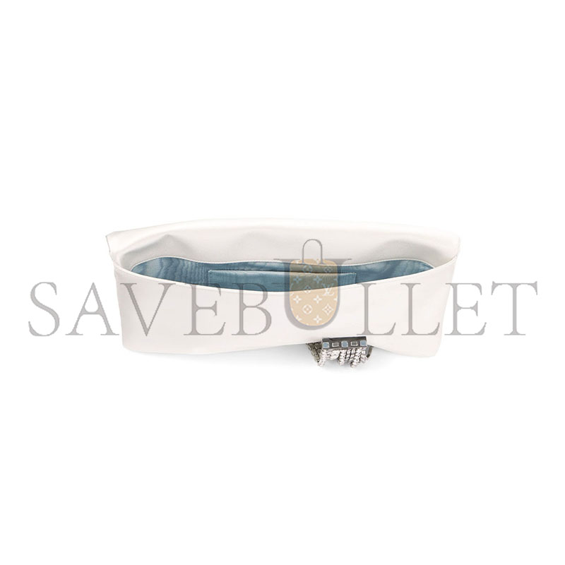 JIMMY CHOO ZANDRA IVORY SATIN CRYSTAL CLUTCH BAG ZANDRADUR0C3537 (30*15.5*2.5cm)